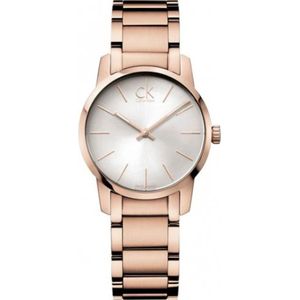 Calvin Klein, Accessoires, Dames, Bruin, ONE Size, Elegant quartz horloge met witte wijzerplaat en roségouden band