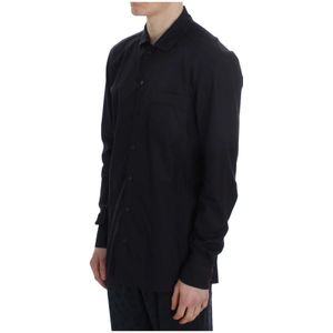 Dolce & Gabbana, Overhemden, Heren, Paars, M, Katoen, Paarse Gestreepte Katoenen Lounge Shirt