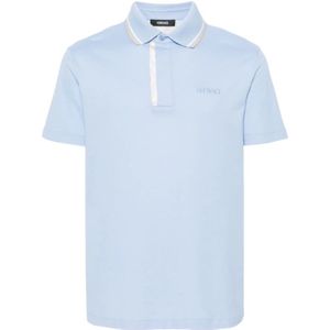 Versace, Tops, Heren, Blauw, L, Katoen, Stijlvolle T-shirts en Polos