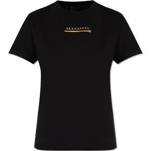 AllSaints, Tops, Dames, Zwart, M, Katoen, ‘Perta’ T-shirt