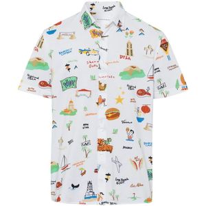 Baldessarini, Overhemden, Heren, Wit, L, Korte Mouw All Over Print Shirt