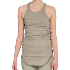 Rick Owens, Tops, Dames, Beige, S, Gewaxte Tanktop Ruwe Snit Stijl