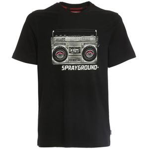 Sprayground, Radio Print Jersey T-Shirt Zwart, Heren, Maat:S