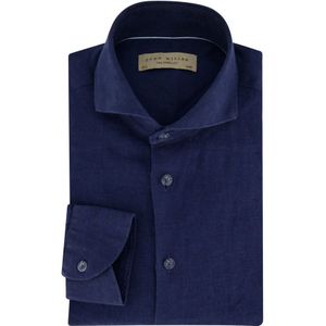 John Miller, Overhemden, Heren, Blauw, XL, Linnen, Klassieke Tailored Fit Business Overhemd Marineblauw