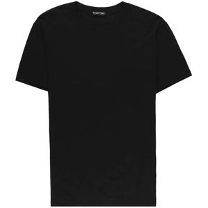 Tom Ford, Tops, Heren, Zwart, L, Katoen, Zwart Crew Neck Korte Mouw T-Shirt