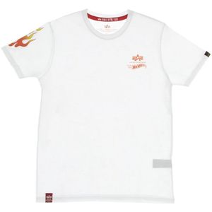 Alpha Industries, Tops, Heren, Wit, XS, Katoen, Flame Tee Hot Wheels T-Shirt