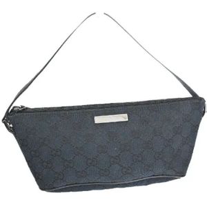 Gucci Vintage, Pre-owned, Dames, Zwart, ONE Size, Katoen, Pre-owned Canvas gucci-bags