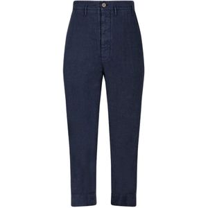 Vivienne Westwood, Broeken, Dames, Blauw, L, Linnen, Gekleurde Linnen Cropped Cruise Broek