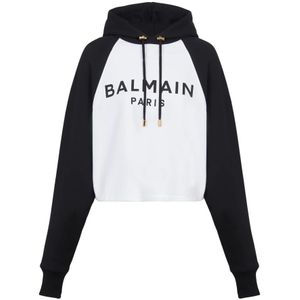 Balmain, Sweatshirts & Hoodies, Dames, Veelkleurig, XL, Katoen, Paris hoodie