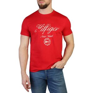 Tommy Hilfiger, Tops, Heren, Rood, S, Katoen, Heren T-shirt met korte mouwen en ronde hals