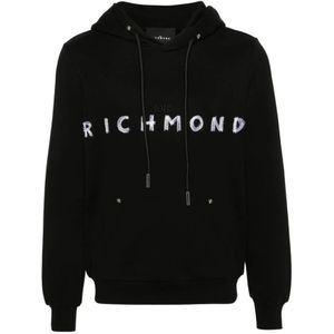 John Richmond, Sweatshirts & Hoodies, Heren, Zwart, XL, Katoen, Hoodies