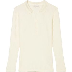 Marc O'Polo, Tops, Dames, Beige, L, Katoen, Lange mouw poloshirt regular