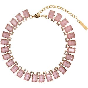 Ermanno Scervino, Accessoires, Dames, Roze, ONE Size, Roze Choker Ketting met Rechthoekige Stenen