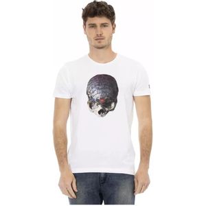 Trussardi, Heren Wit Katoenen T-Shirt met Frontprint Wit, Heren, Maat:2XL