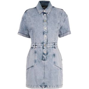 Patrizia Pepe, Kleedjes, Dames, Blauw, S, Denim, Blauwe Denim Korte Jurk voor Vrouwen