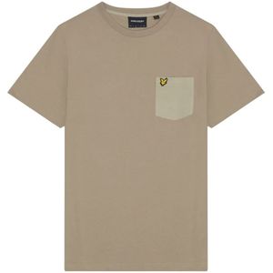 Lyle & Scott, Tops, Heren, Beige, S, Zak T-shirt in Tonal Kleuren