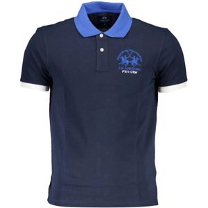 La Martina, Tops, Heren, Blauw, S, Katoen, Stijlvol Poloshirt met Contrastdetails