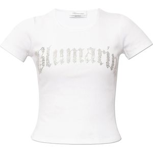 Blumarine, Tops, Dames, Wit, L, Katoen, T-shirt met logo