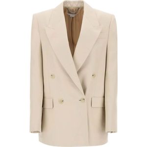 Stella McCartney, Gestructureerde Double Breasted Blazer Beige, Dames, Maat:S