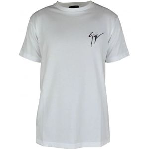 Giuseppe Zanotti, Tops, Heren, Wit, M, Katoen, Wit Logo T-Shirt, Ronde Hals, 100% Katoen, Gemaakt in Italië