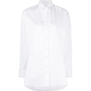 Finamore, Witte Katoenen Overhemd met Lange Mouwen Wit, Dames, Maat:L