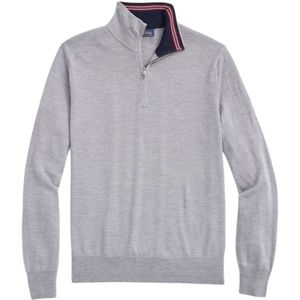 Brooks Brothers, Merino half-zip gebreide trui Grijs, Heren, Maat:XL