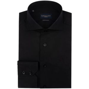 Cavallaro, Overhemden, Heren, Zwart, M, Katoen, Zwarte Overhemdjurk - Slim Fit