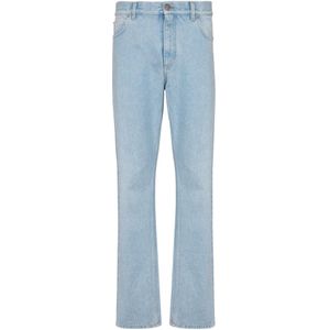 Balmain, Jeans, Heren, Blauw, W27, Denim, Lichtblauwe regular-fit denim jeans