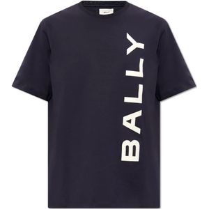 Bally, Tops, Heren, Blauw, L, Katoen, T-shirt met logo