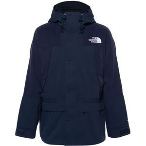 The North Face, Jassen, Heren, Blauw, M, Blauwe Ripstop Waterafstotende Hooded Jas