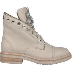 Alma EN Pena, Studded Leren Enkellaarzen Grijs, Dames, Maat:39 EU