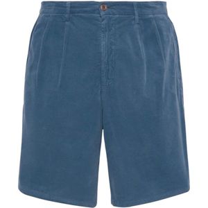 Boggi Milano, Korte broeken, Heren, Blauw, XL, Katoen, Ultra lichte katoenen velours Bermuda shorts