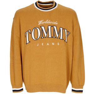 Tommy Hilfiger, Truien, Heren, Geel, L, Katoen, Relaxed Varsity Sweater Alchemy Geel