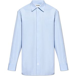 Jil Sander, Overhemden, Heren, Blauw, XL, Katoen, Gestreept patroon overhemd
