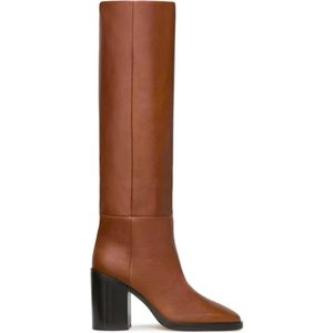 Paris Texas, Schoenen, Dames, Bruin, 41 EU, Leer, Chunky Hak Hoge Laarzenin Bruin