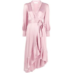 Zimmermann, Roze Zijden Wikkeljurk Roze, Dames, Maat:XS