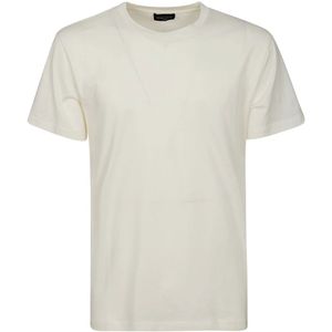 Roberto Collina, Tops, Heren, Beige, M, Katoen, Witte Katoenen Half-Sleeved T-Shirt