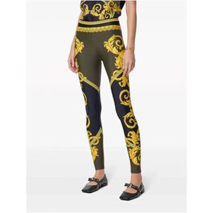 Versace, Broeken, Dames, Veelkleurig, S, Nylon, Groene Broek La Coupe Des Dieux