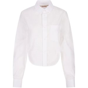 Marni, Witte Katoenen Poplin Overhemd met Lange Mouwen Wit, Dames, Maat:M