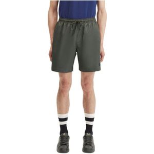 Fred Perry, Korte broeken, Heren, Groen, M, Polyester, Geborduurde Logo Heren Shorts