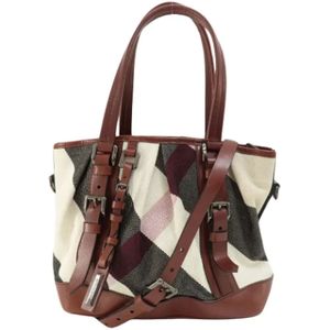 Burberry Vintage, Pre-owned, Dames, Bruin, ONE Size, Bruin Canvas Burberry Tote Tas