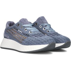 Softwaves, Schoenen, Dames, Blauw, 40 EU, Suède, Blauwe Sneakers met Geweven Textiel en Suède