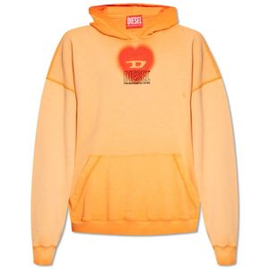 Diesel, Sweatshirts & Hoodies, Heren, Oranje, M, Katoen, S-Boxt hoodie