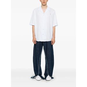 Acne Studios, Overhemden, Heren, Blauw, M, Katoen, Geborduurd Katoenen Overhemd