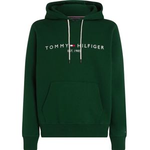 Tommy Hilfiger, Sweatshirts & Hoodies, Heren, Groen, M, Katoen, Groene Hoodie Sweatshirt Casual Stijl