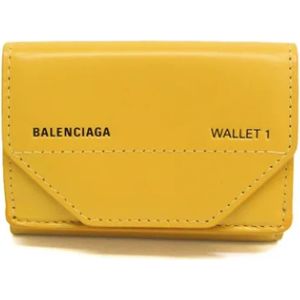 Balenciaga Vintage, Pre-owned, Dames, Geel, ONE Size, Tweed, Tweedehands Gele Leren Portemonnee