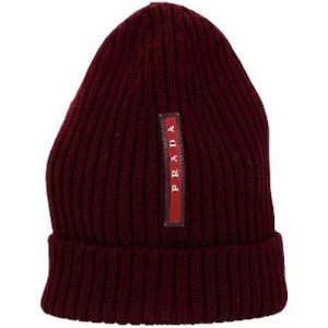 Prada Vintage, Pre-owned, Dames, Rood, ONE Size, Wol, Pre-owned Wool hats