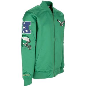 Mitchell & Ness, Jassen, Heren, Groen, L, Satijn, Philadelphia Eagles Lichtgewicht Satijnen Bomberjack