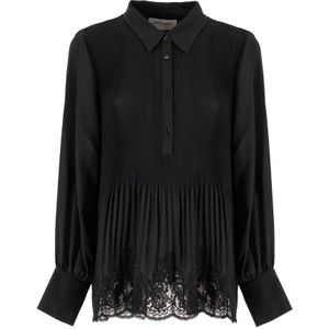 Ermanno Scervino, Blouses & Shirts, Dames, Zwart, S, Luxe blouse met transparante details