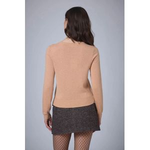 Manoush, Truien, Dames, Beige, M, Wol, Bloemen Geborduurde Lange Mouw Jersey